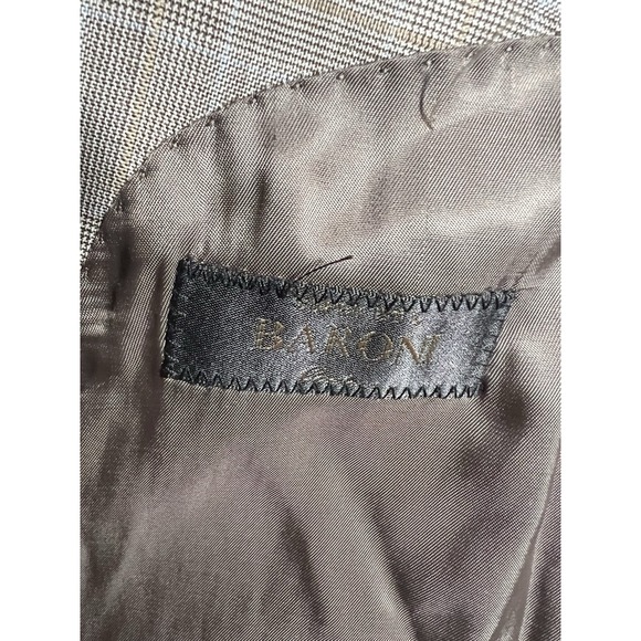 44 L Baroni 100% Wool Men Tan glen Plaid Jacket Light Academic Subtle Luxury - Picture 9 of 10